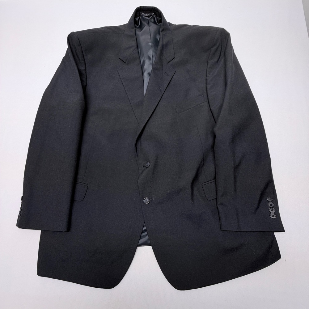 Kilburne and Finch Mens Black Wool Blend Two Button Blazer Sport Coat 52R